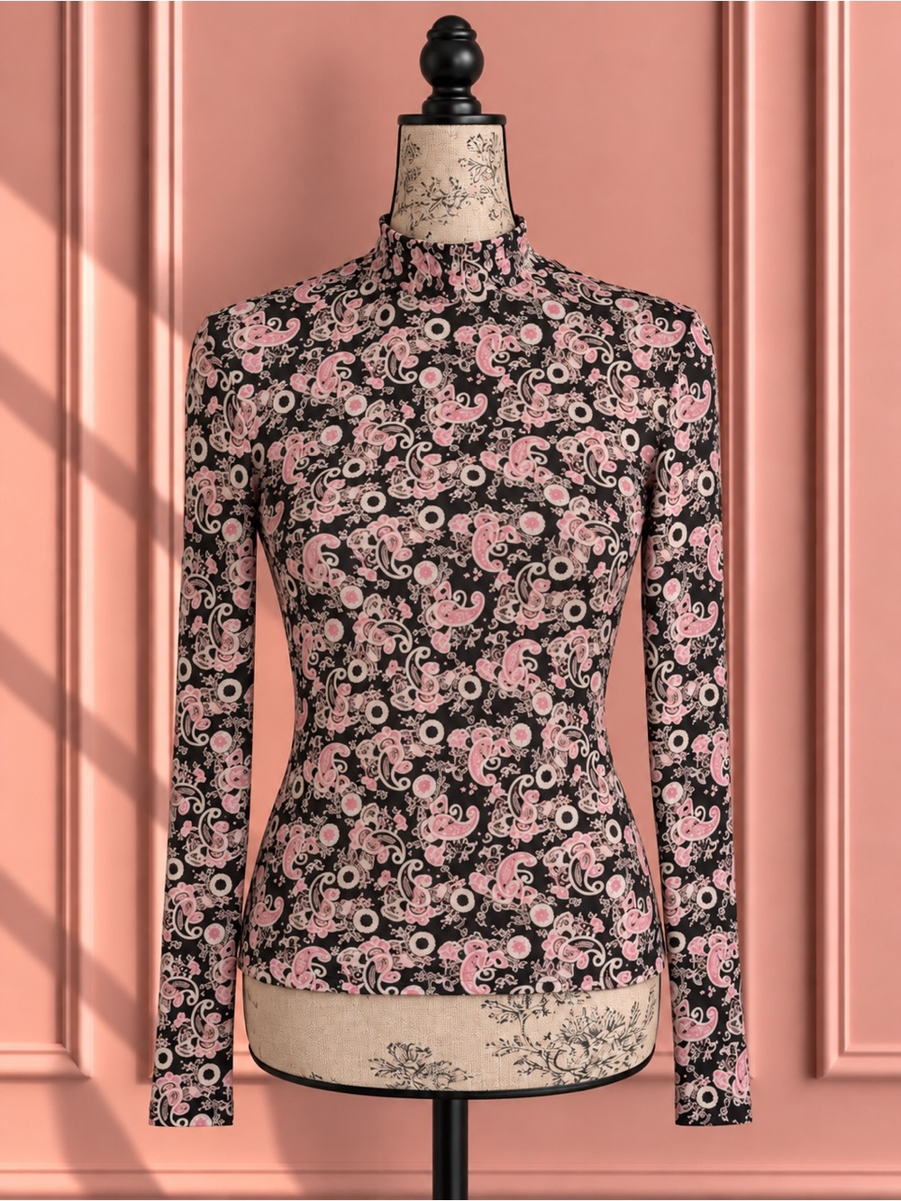 Sandro Paris Paisley Pleated Mock Neck Long Sleeve
Top Size 1